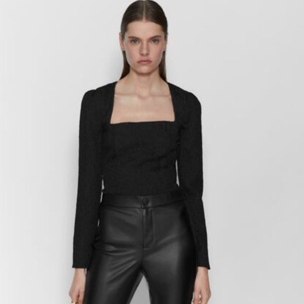 ZARA TEXTURED LONG SLEEVE BODYSUIT Sz. S